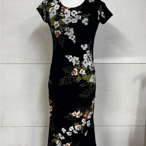 Isabel Maternity Black Floral Maxi Dress